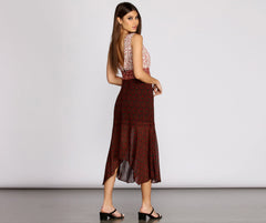 Pop Of Color Block Ditsy Floral Midi Dress