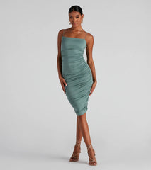 Level Up Ruched Knit Midi Dress
