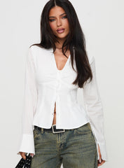 Elowenn Long Sleeve Top White